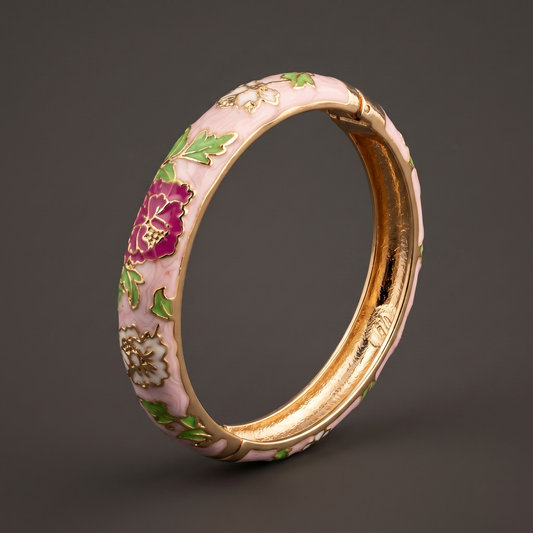 Rose Pattern Enamel/Meenakari Bracelet - Avalna Indian Bracelet Online