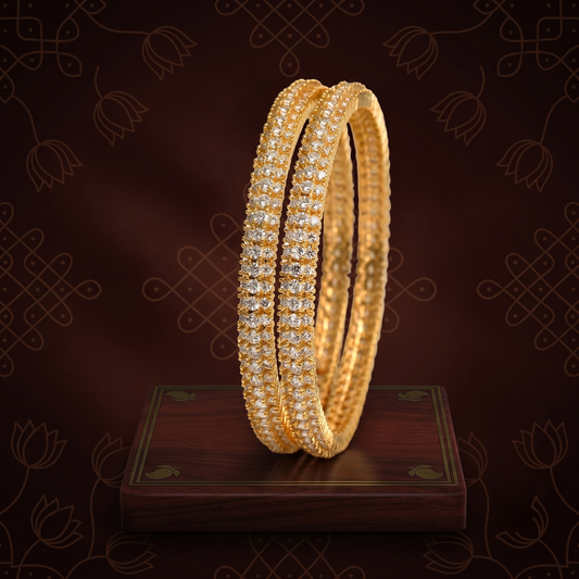 Three Line Gold Plated AD Bangle - Avalna South Indian Bangles Online
