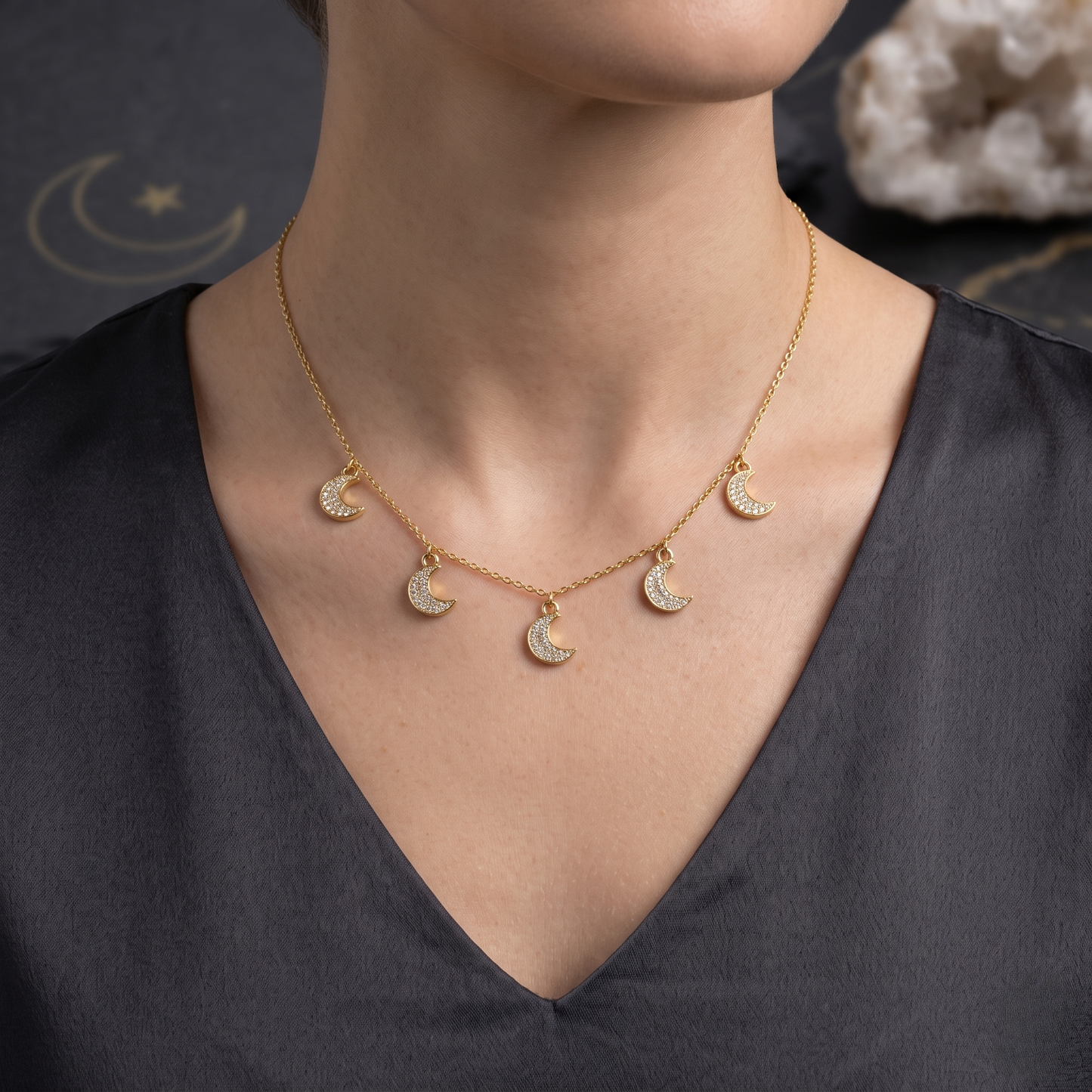Crescent Moon Charm Necklace