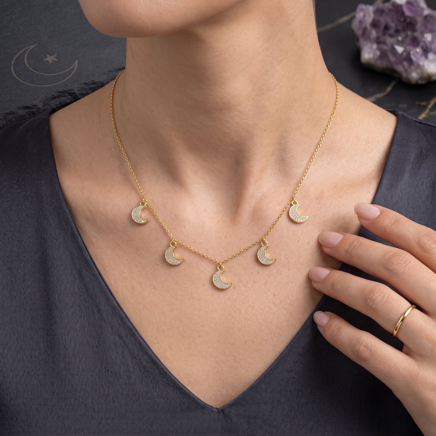 Crescent Moon Charm Necklace