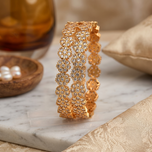 Glided Bloom Contemporary AD Bangle - Avalna South Indian Bangles Online