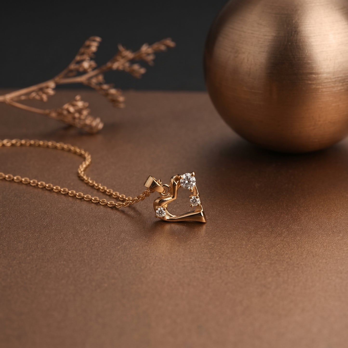 Gold Heart Pendant Necklace