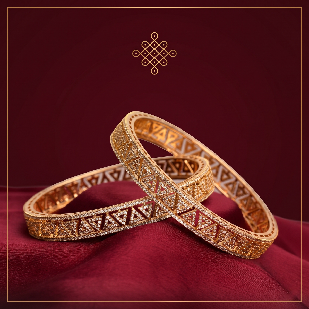 Gold Plated AD Studded Bangle Set close-up — Avalna, Arcot Tamil Nadu