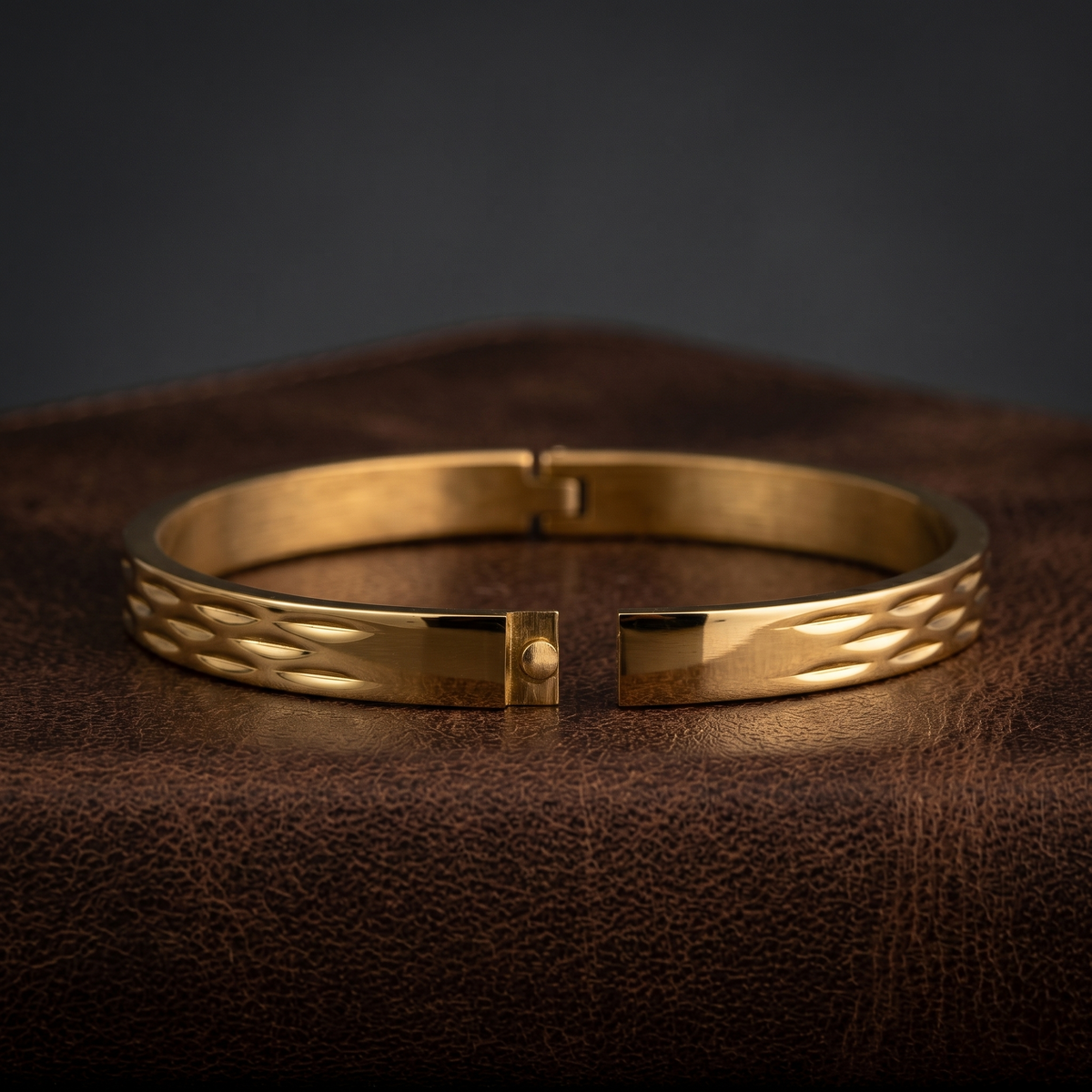 Gold Plated Laser Engraved Eye Pattern Bracelet view 7 — Avalna, Arcot Tamil Nadu