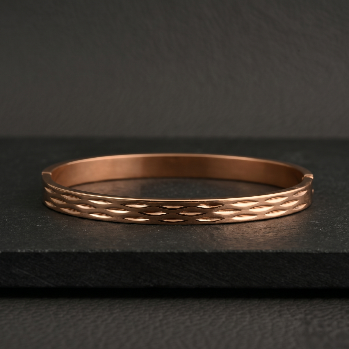 Gold Plated Laser Engraved Eye Pattern Bracelet alternate angle — Avalna, Arcot Tamil Nadu