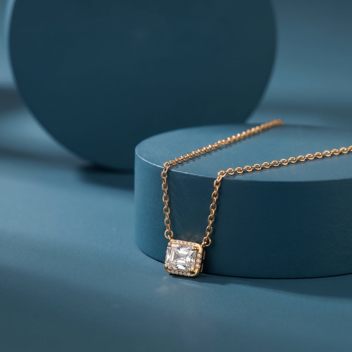 Gold Plated Radiant Solitaire Pendant Chain