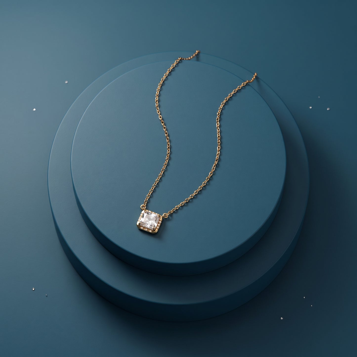 Gold Plated Radiant Solitaire Pendant Chain