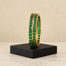 Gold Plated Square Cut Stone Bangle — Green & White