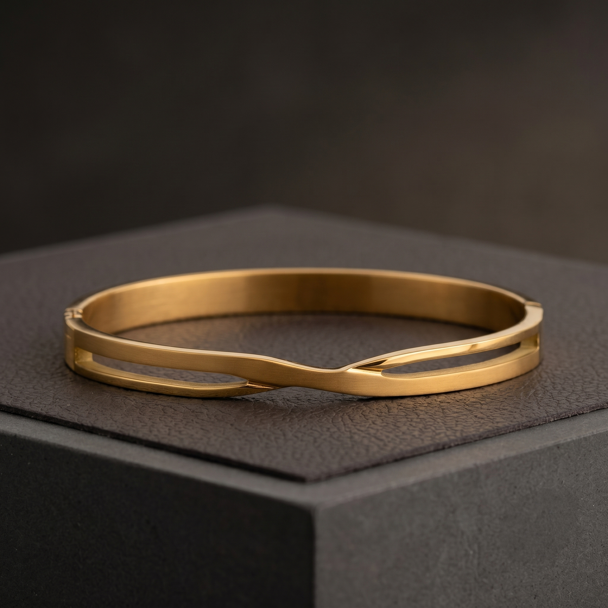 Gold Twisted CutOut Bracelet alternate angle — Avalna, Arcot Tamil Nadu