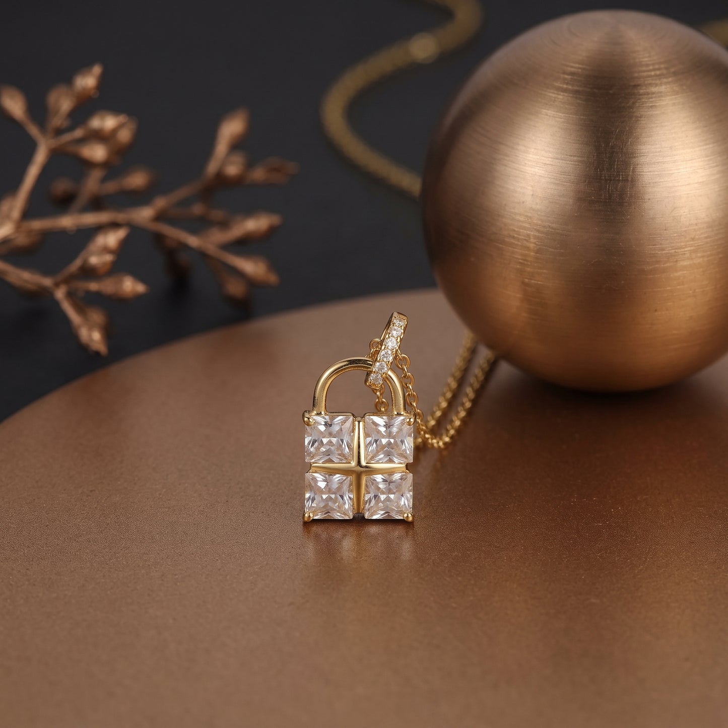 Golden Lock Pendant Chain