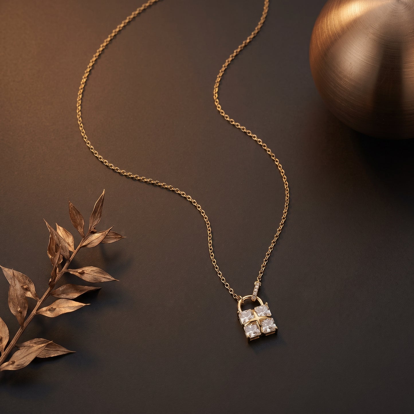 Golden Lock Pendant Chain