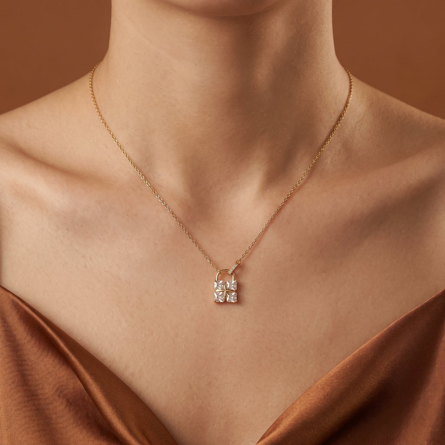 Golden Lock Pendant Chain