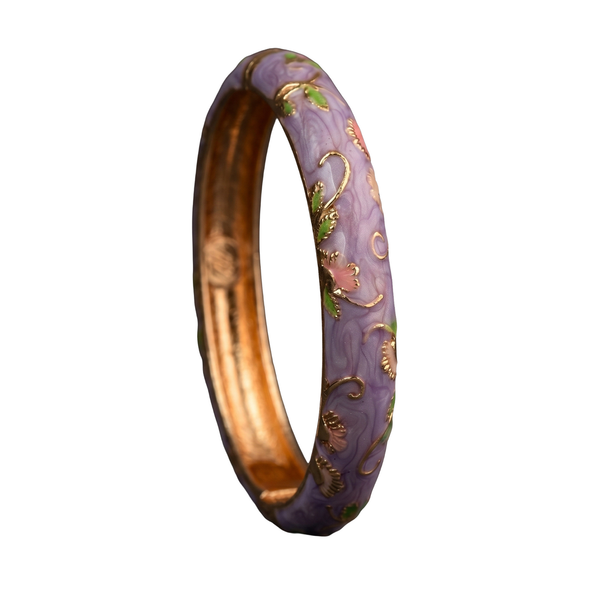 Lilac Floral Enamel/Meenakari Bracelet detail view — Avalna, Arcot Tamil Nadu