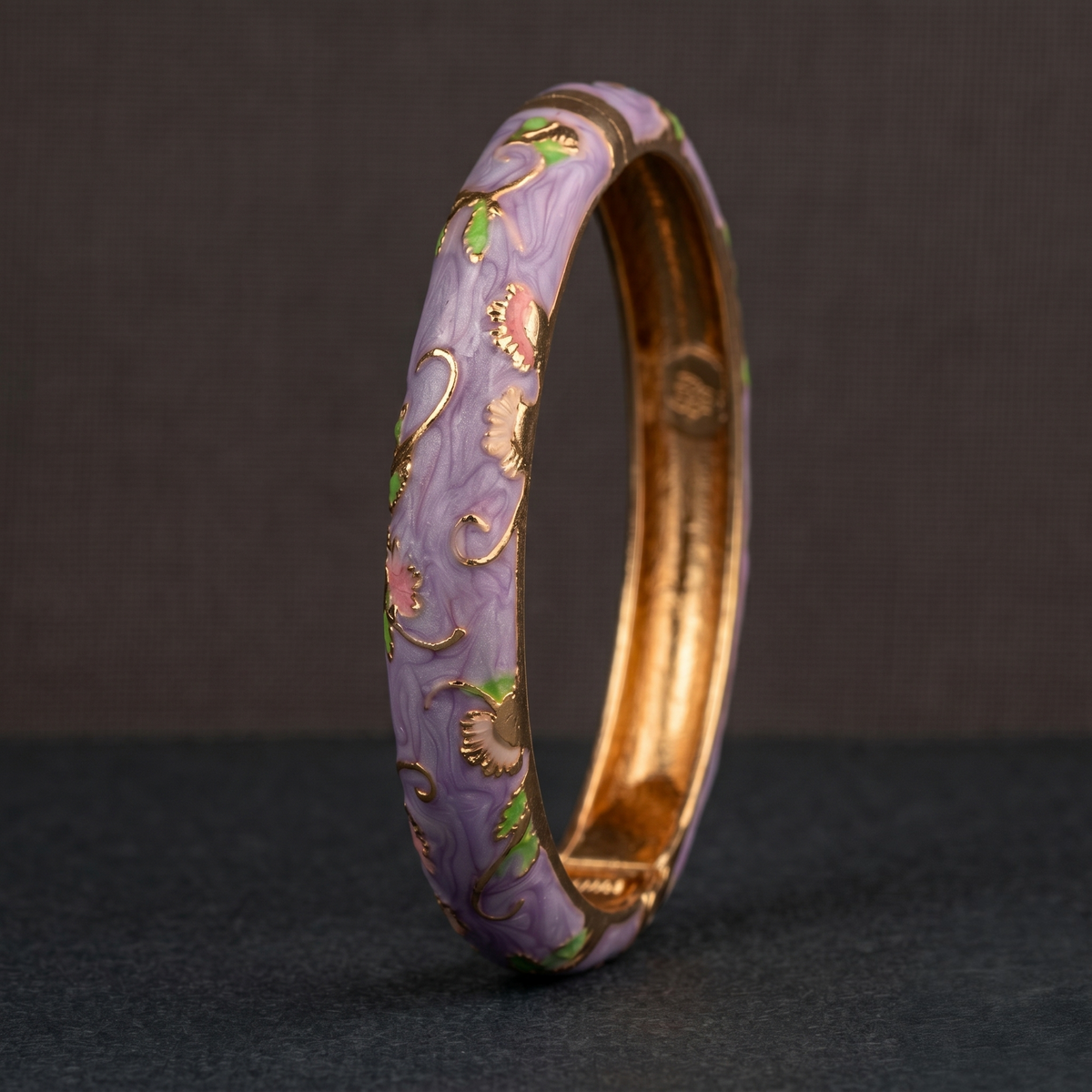 Lilac Floral Enamel/Meenakari Bracelet — Avalna, Arcot Tamil Nadu