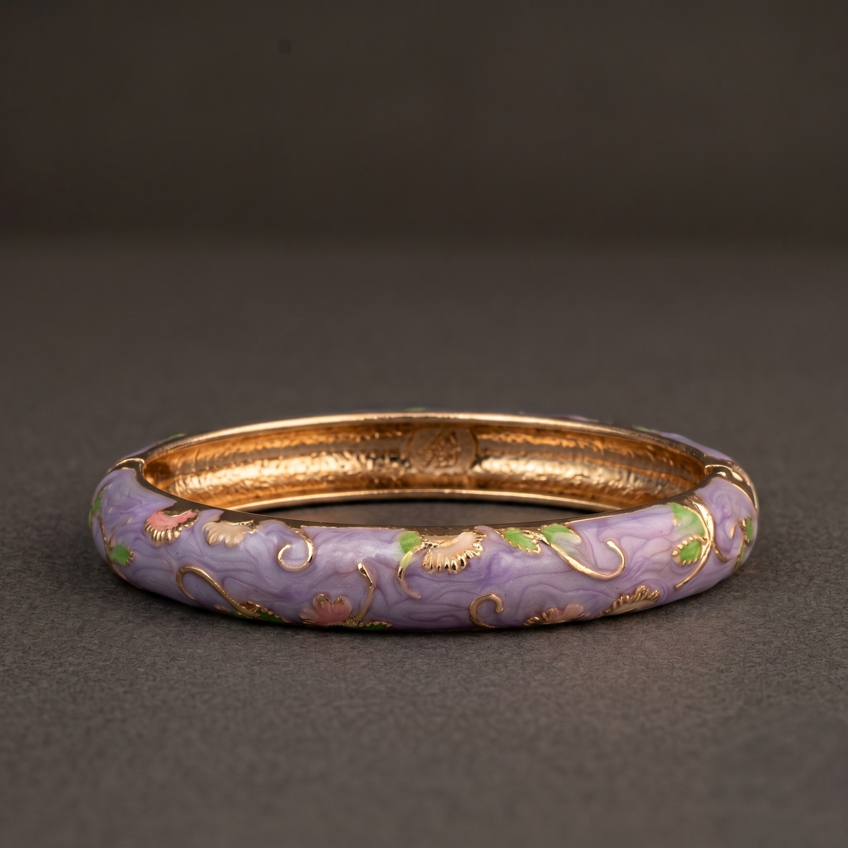 Lilac Floral Enamel/Meenakari Bracelet alternate angle — Avalna, Arcot Tamil Nadu