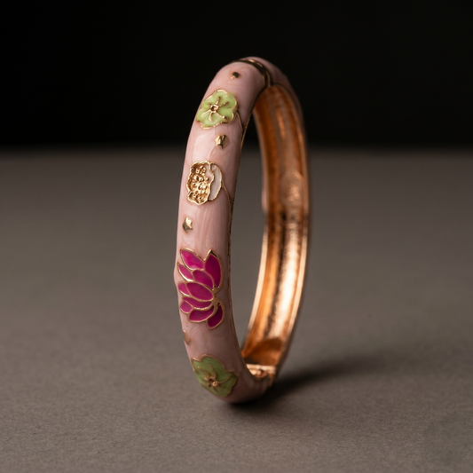 Lotus Pattern Enamel/Meenakari Bracelet - Avalna Indian Bracelet Online