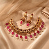 Matte Gold Finish Choker with Beads Drop