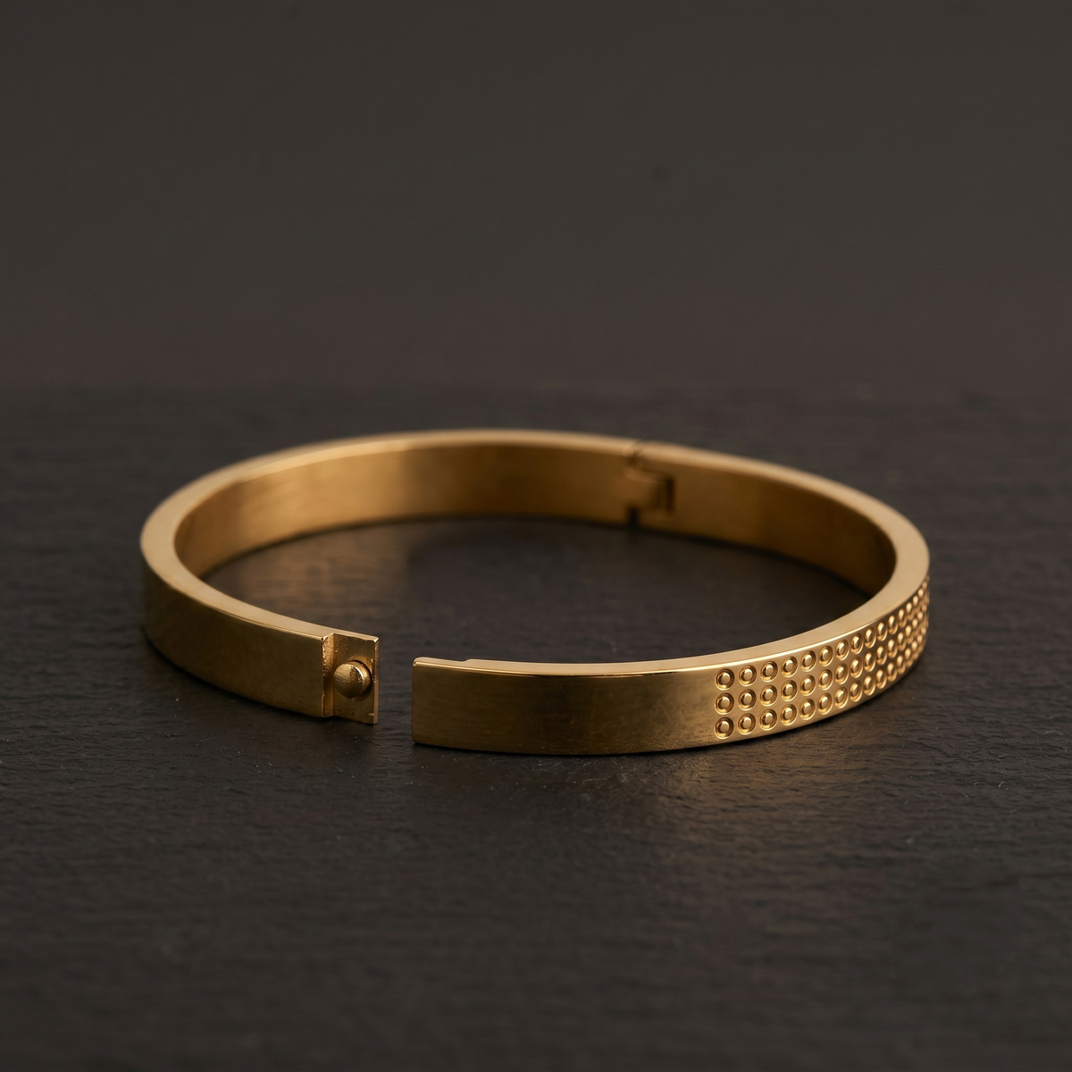 Minimalist Gold Plated Textured Bracelet detail view — Avalna, Arcot Tamil Nadu