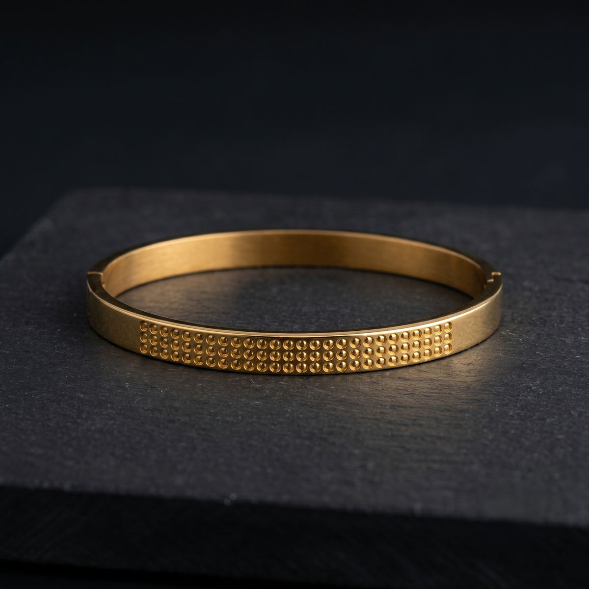 Minimalist Gold Plated Textured Bracelet alternate angle — Avalna, Arcot Tamil Nadu