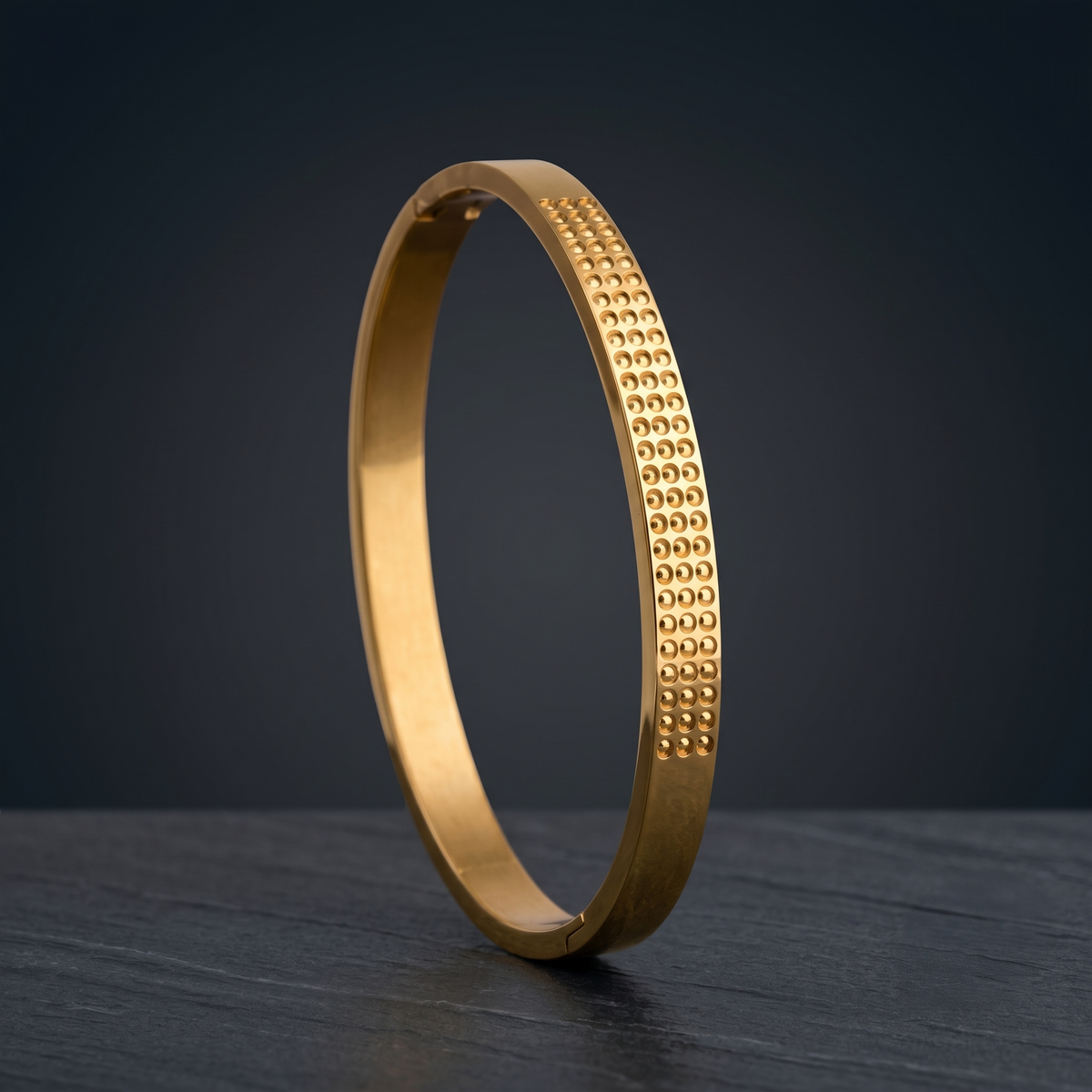 Minimalist Gold Plated Textured Bracelet close-up — Avalna, Arcot Tamil Nadu