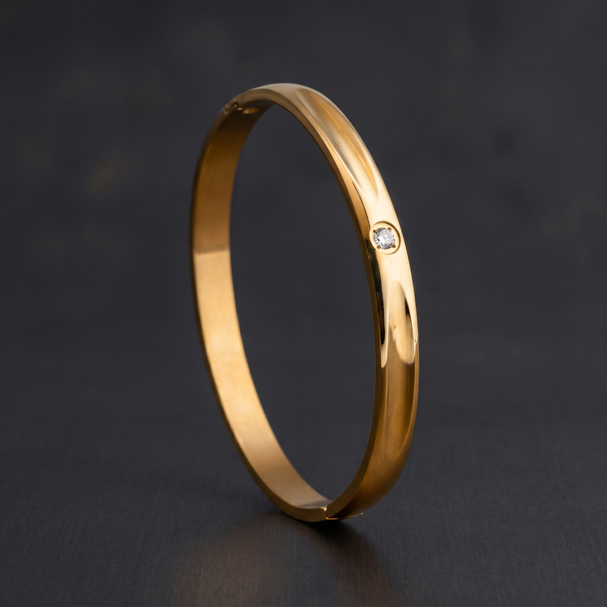 Minimalist Single Stone Gold Plated Bracelet close-up — Avalna, Arcot Tamil Nadu