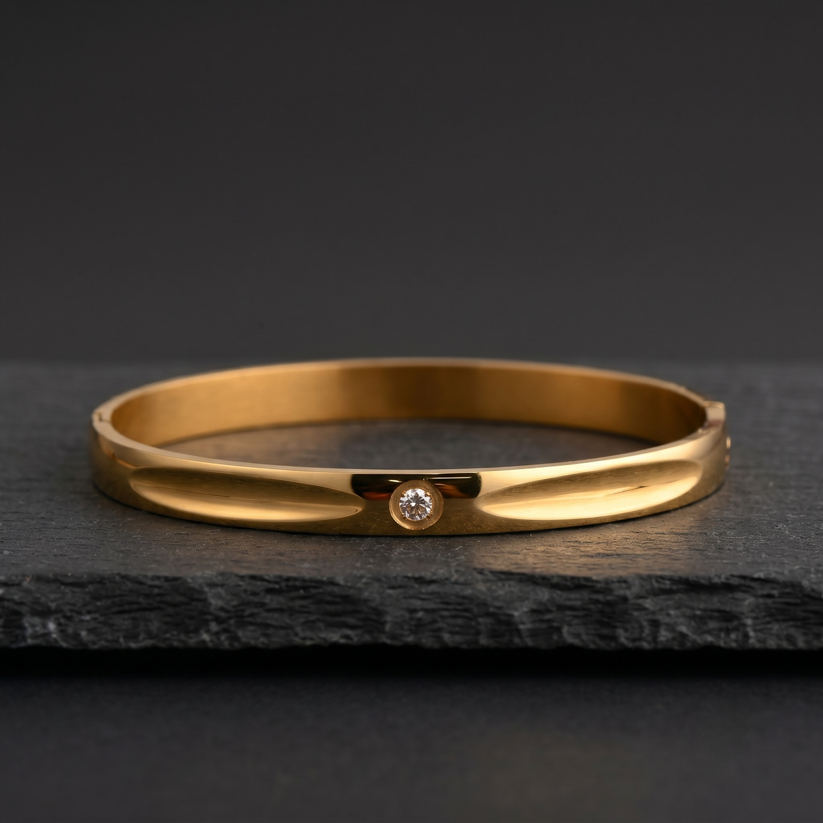 Minimalist Single Stone Gold Plated Bracelet alternate angle — Avalna, Arcot Tamil Nadu