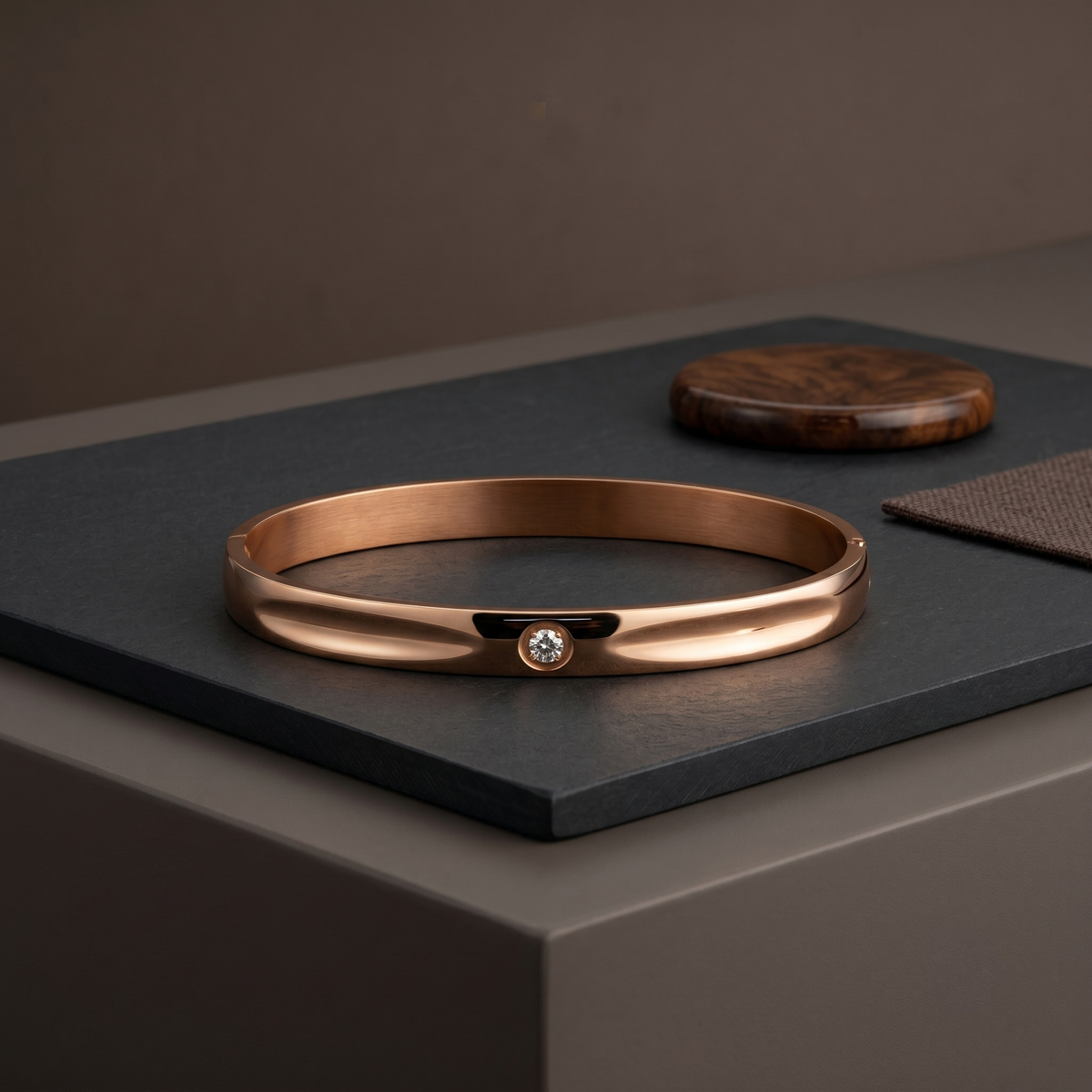 Minimalist Single Stone Gold Plated Bracelet view 6 — Avalna, Arcot Tamil Nadu