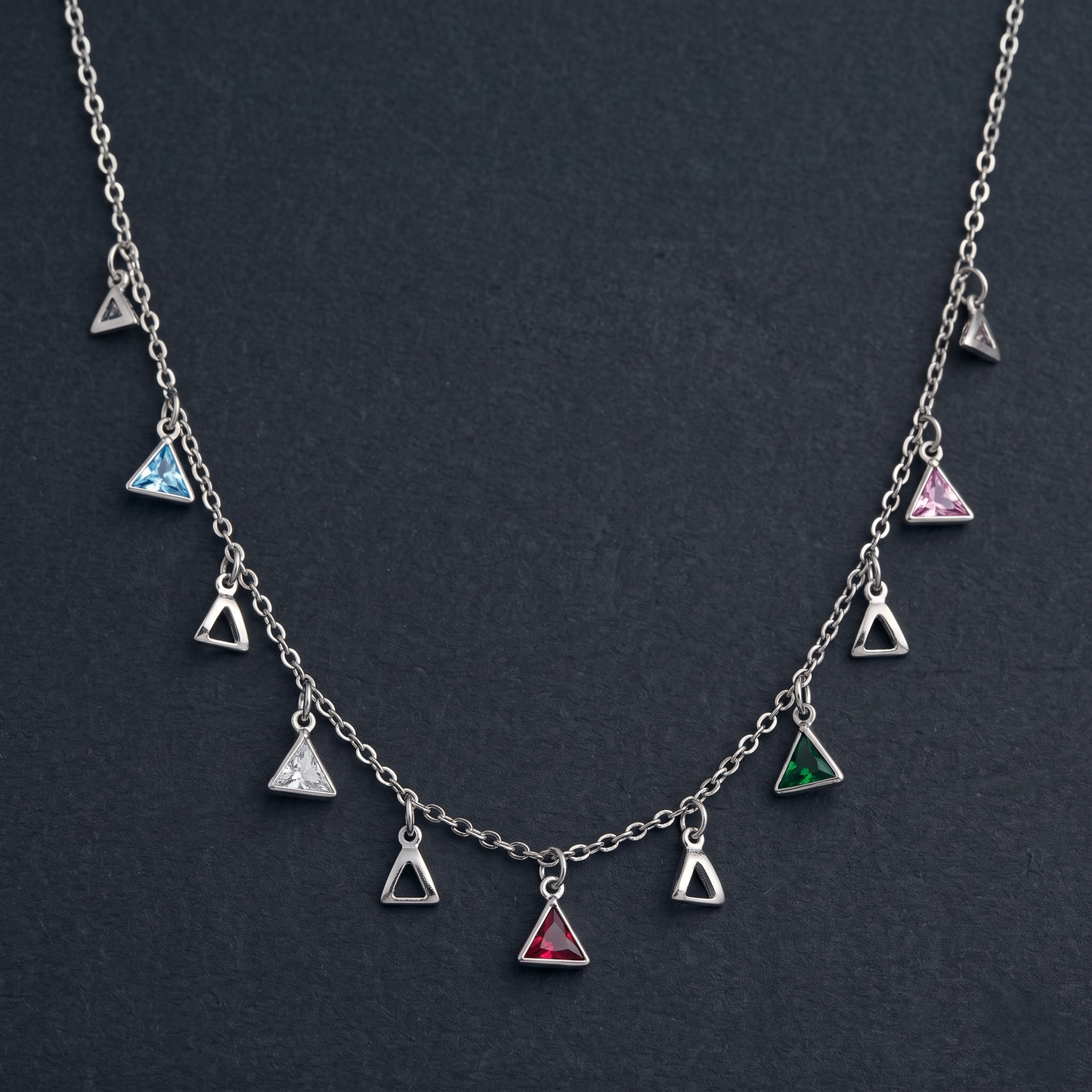 Multi-Color Triangle Charm Necklace
