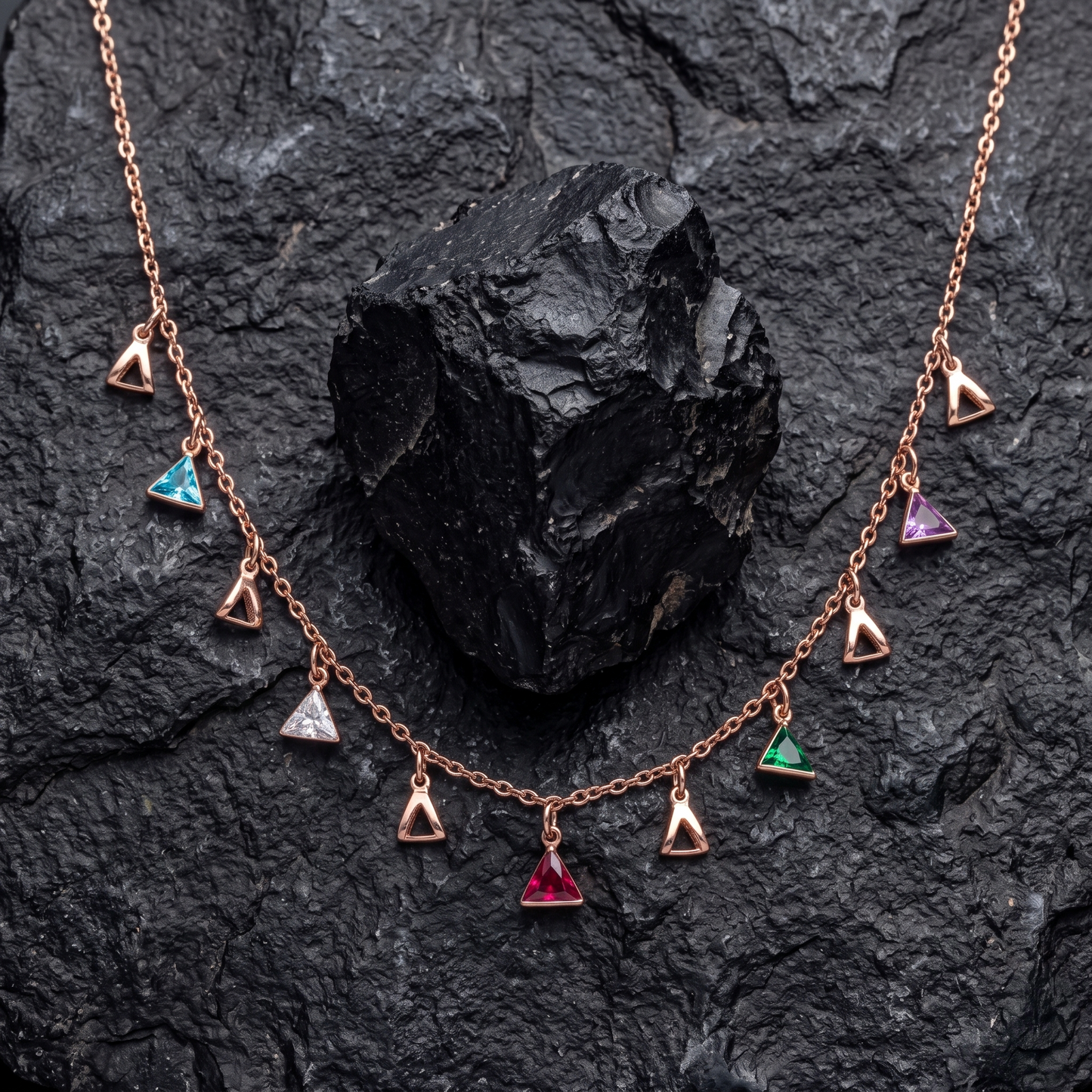 Multi-Color Triangle Charm Necklace