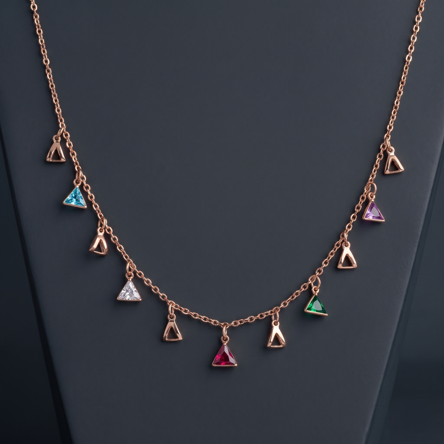 Multi-Color Triangle Charm Necklace