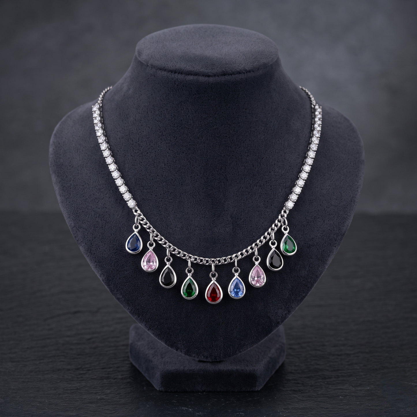 Multi-Colored Raindrop Necklace
