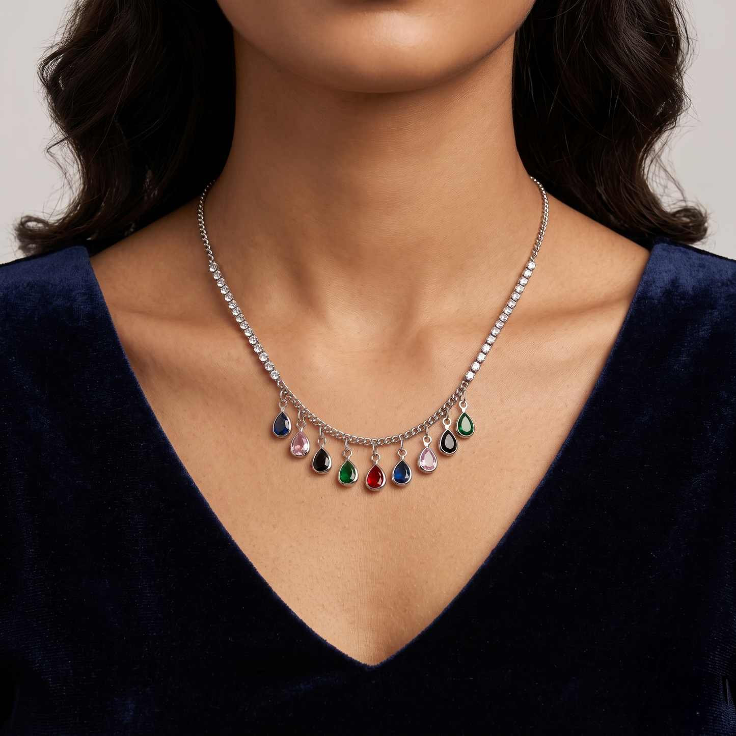 Multi-Colored Raindrop Necklace