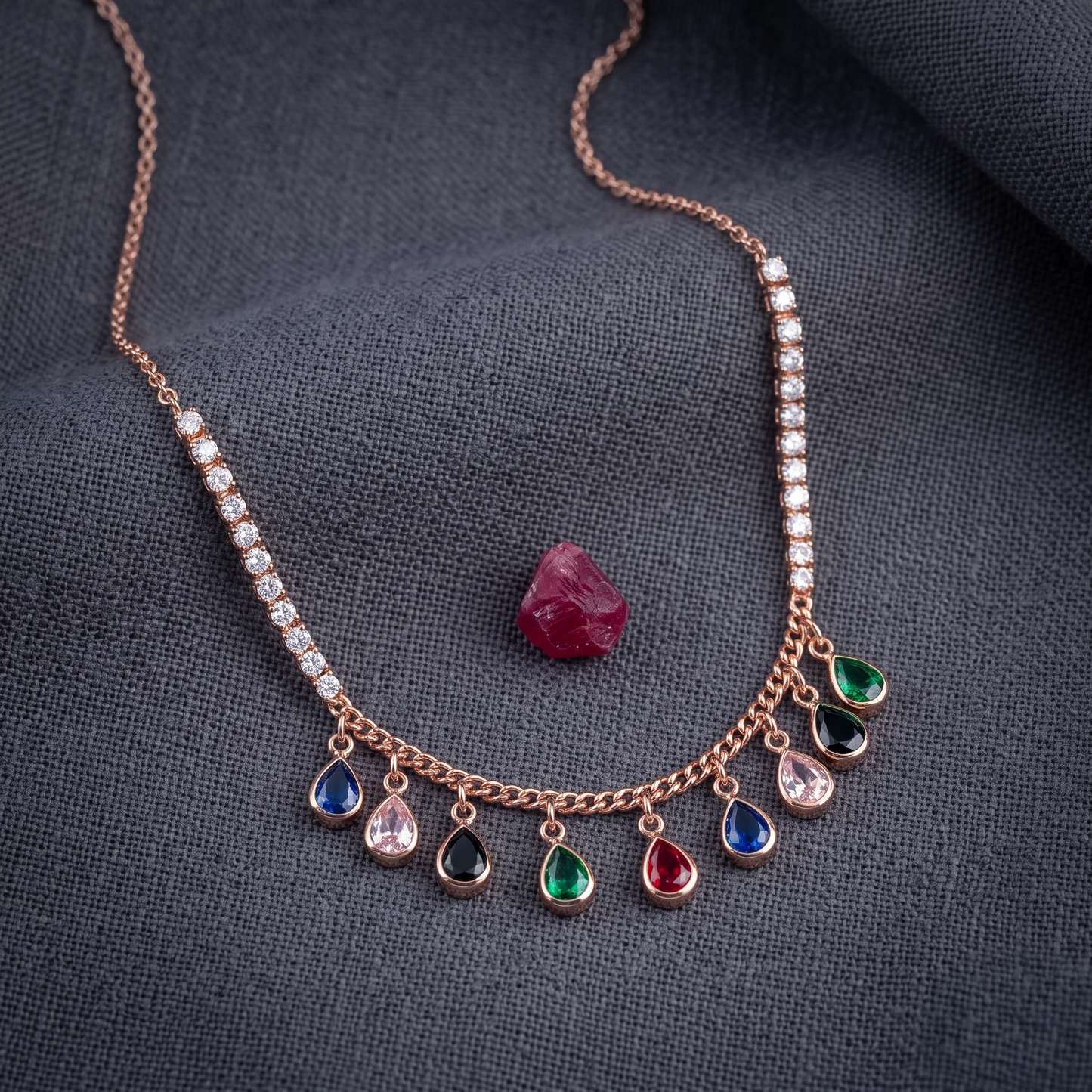 Multi-Colored Raindrop Necklace
