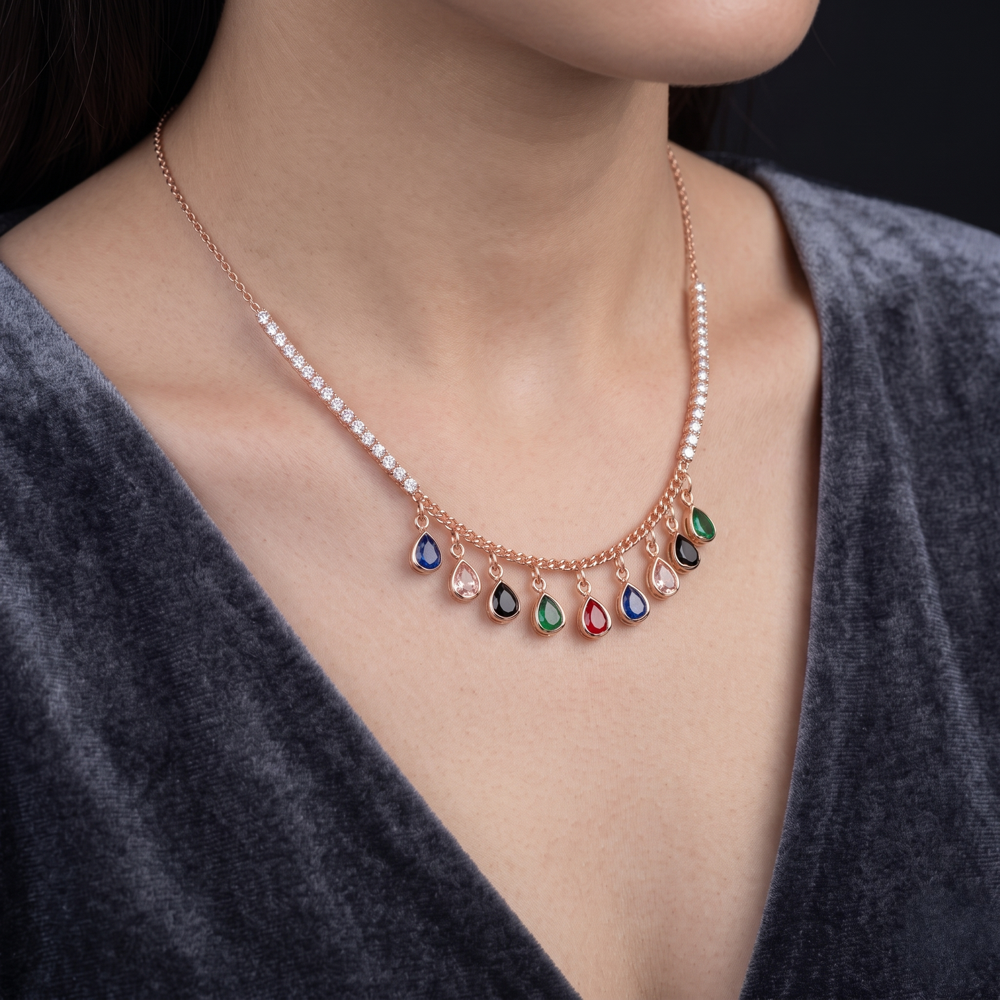 Multi-Colored Raindrop Necklace