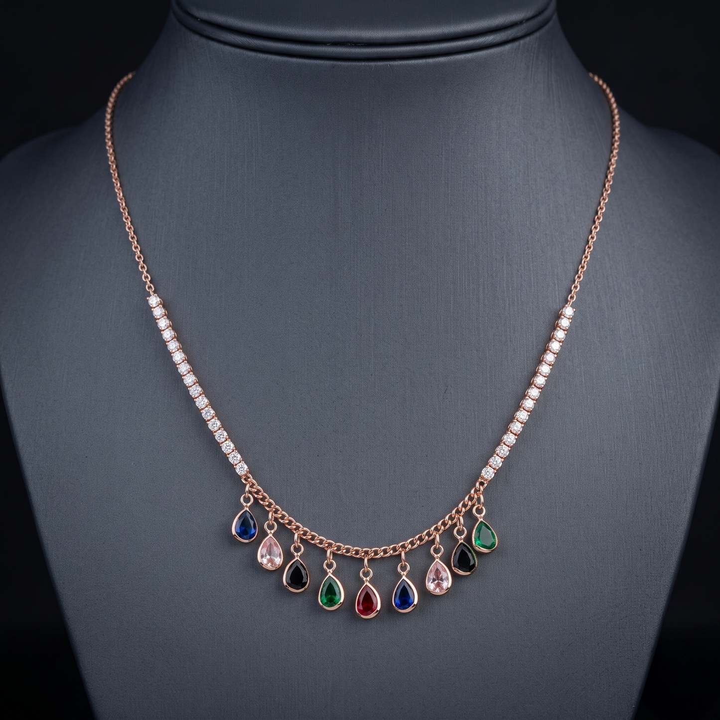 Multi-Colored Raindrop Necklace