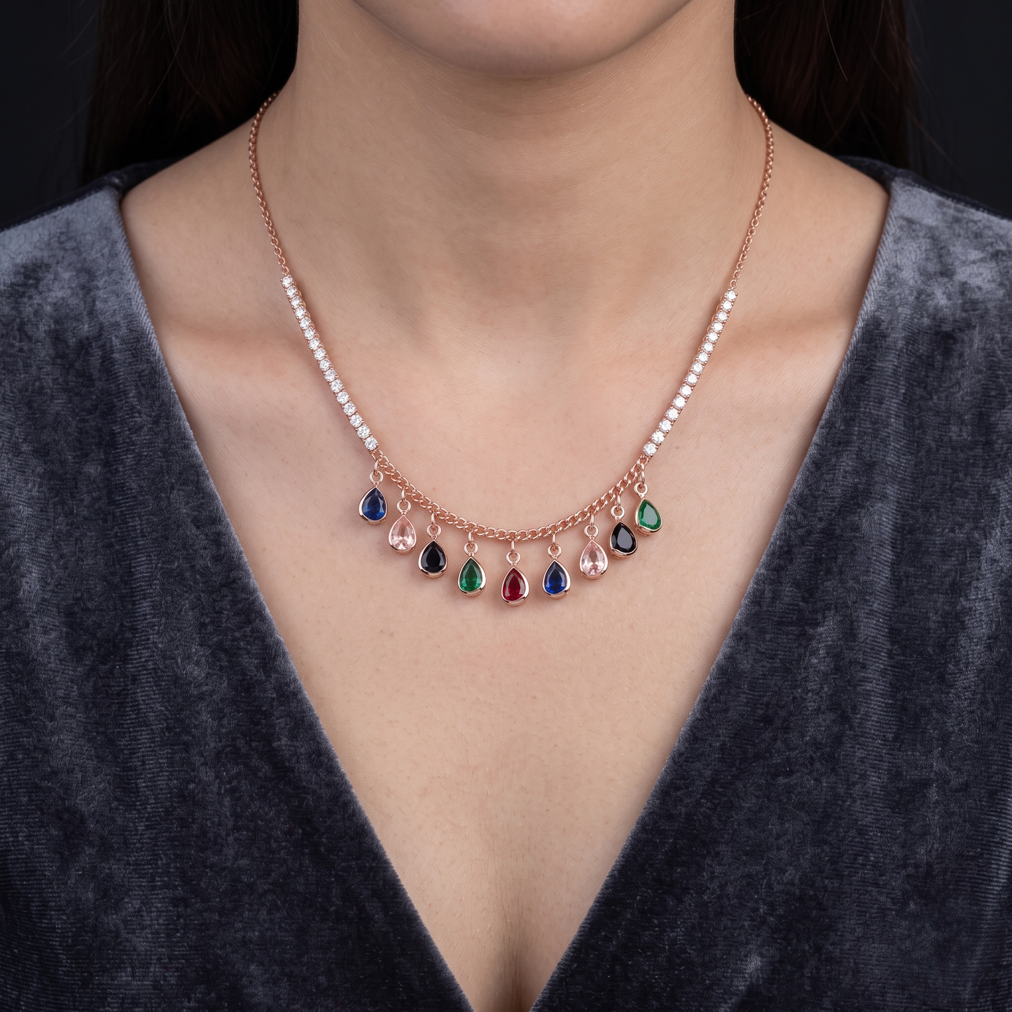 Multi-Colored Raindrop Necklace