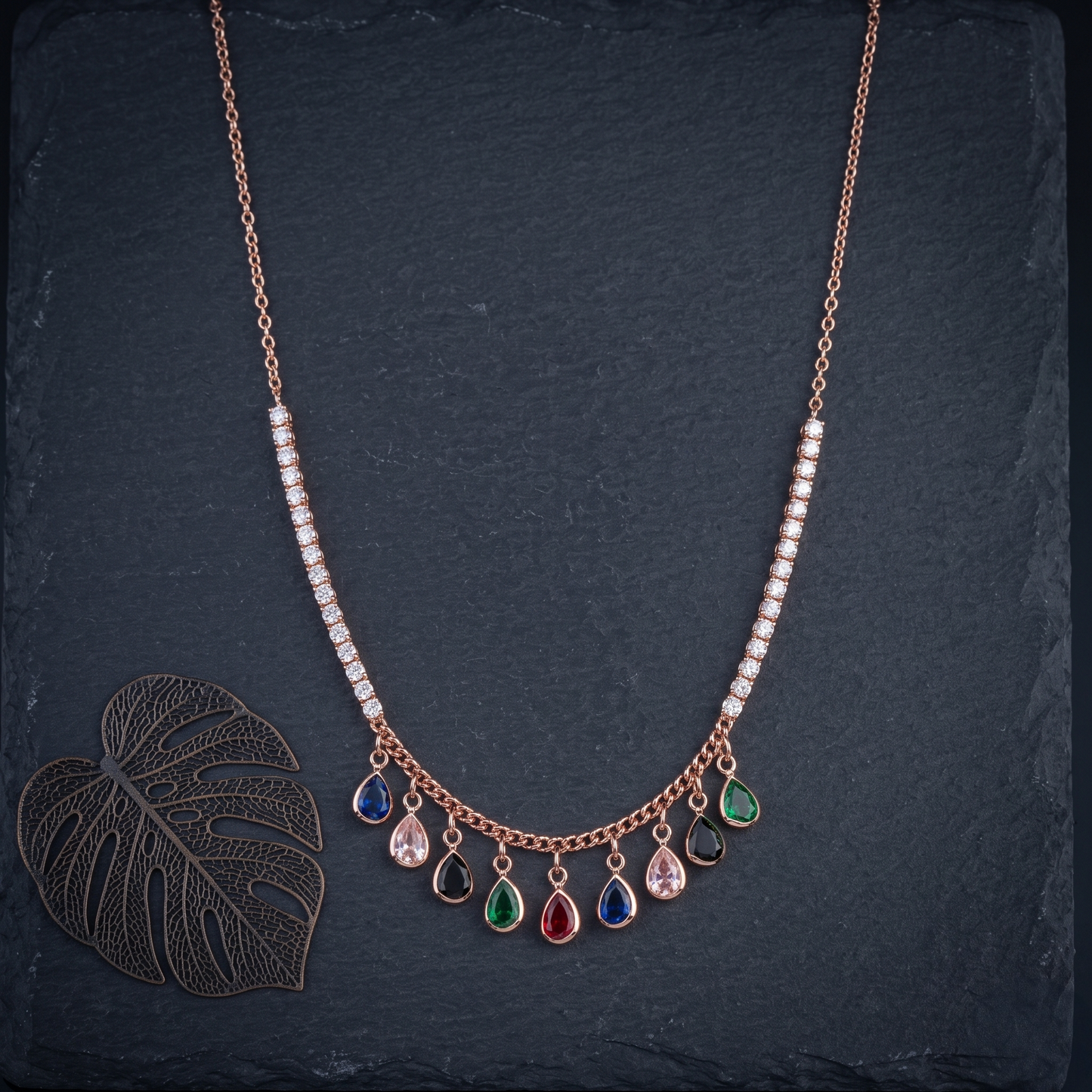 Multi-Colored Raindrop Necklace