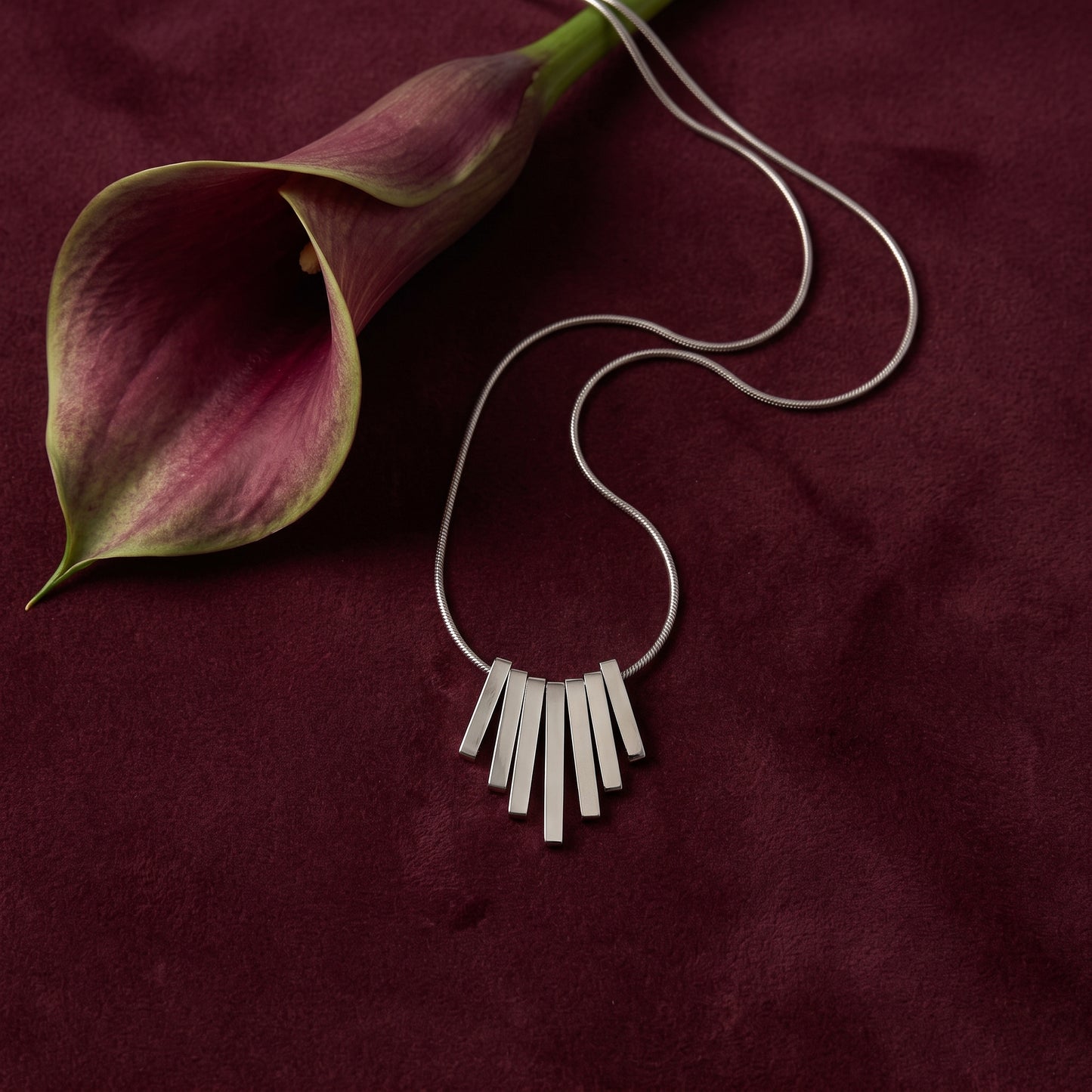 Rhodium Bar Fringe Chain