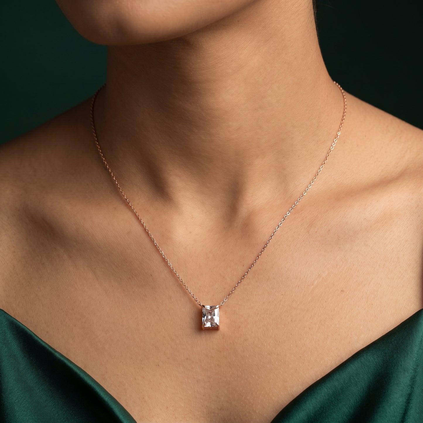 Rose Gold Solitaire Pendant Chain