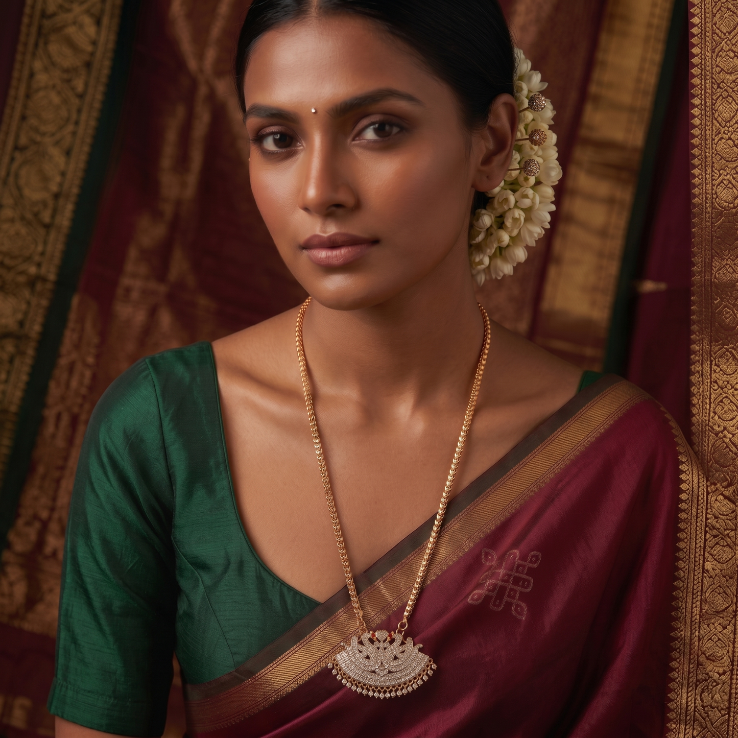Traditional Impon Micro Gold Plated Twin Swan(annam)Dollar Chain
