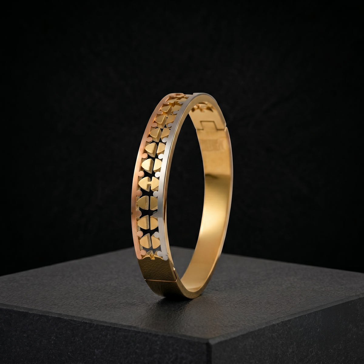 Tri-Tone Geometric Cut Cuff Bracelet — Avalna, Arcot Tamil Nadu
