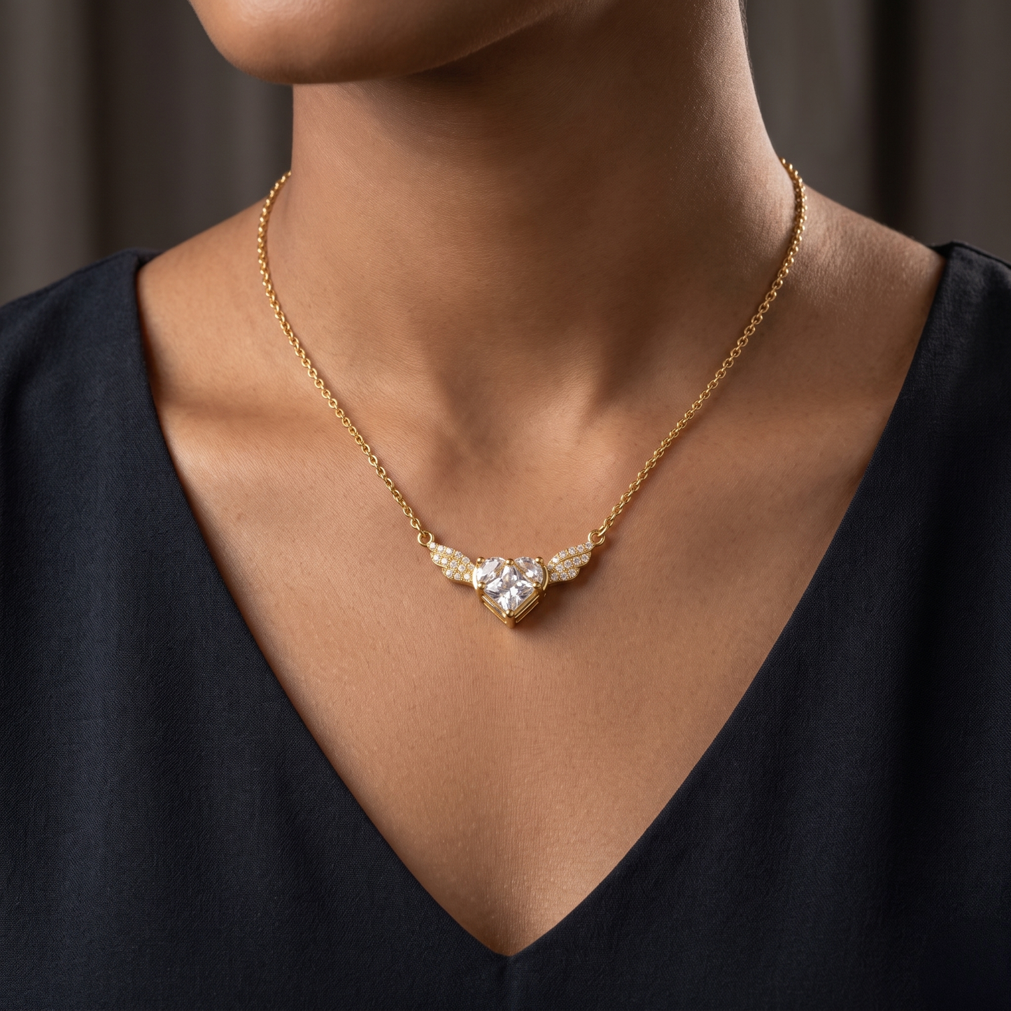Winged Heart Pendant Necklace