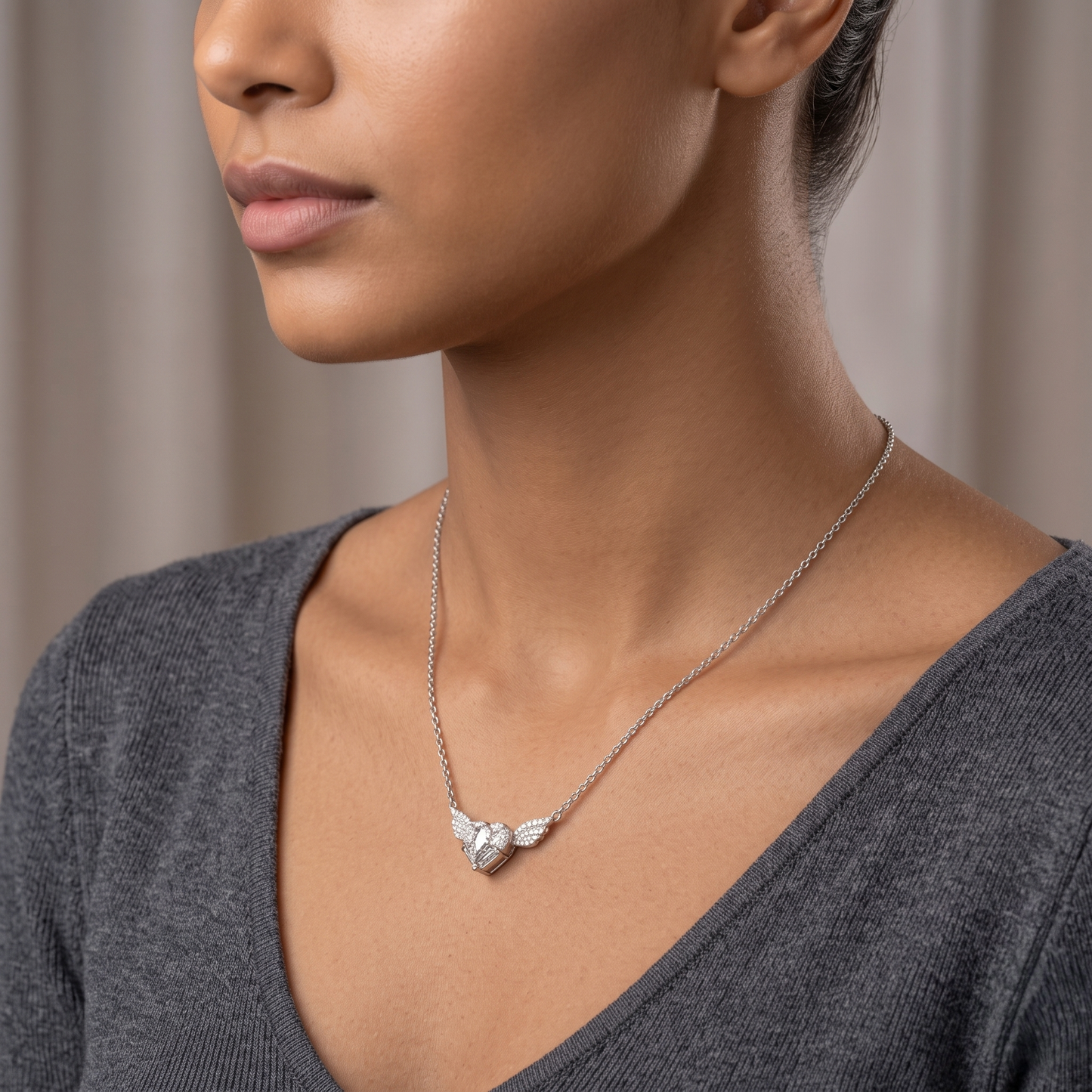 Winged Heart Pendant Necklace