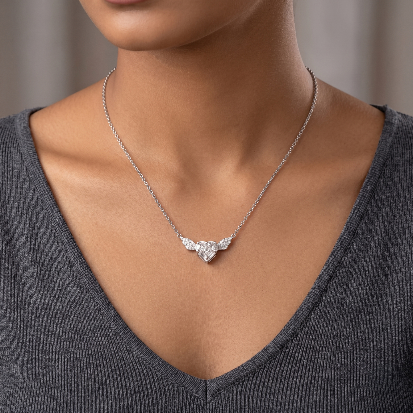 Winged Heart Pendant Necklace
